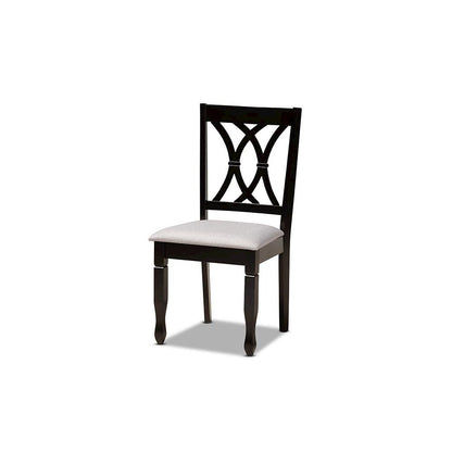 Grey Fabric Upholstered and Dark Brown Finished Wood 5-Piece Dining Set