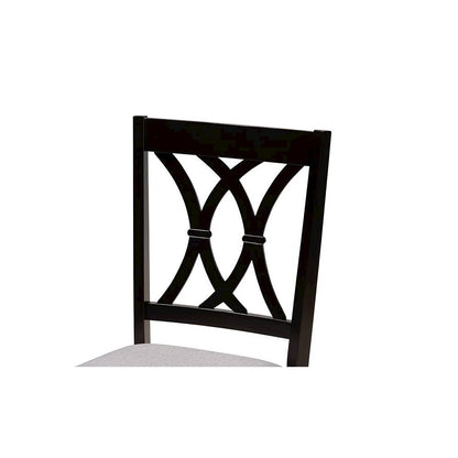 Grey Fabric Upholstered and Dark Brown Finished Wood 5-Piece Dining Set