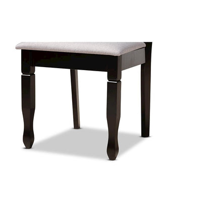 Grey Fabric Upholstered and Dark Brown Finished Wood 5-Piece Dining Set