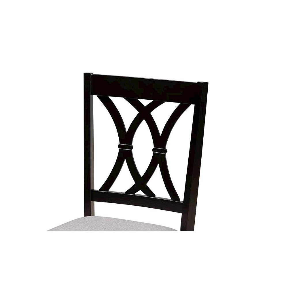 Aggie Modern Grey Fabric and Dark Brown Finished Wood 5-Piece Dining Set