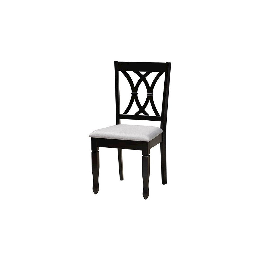 April Modern Grey Fabric and Dark Brown Finished Wood 5-Piece Dining Set