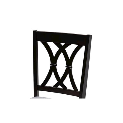 Gray Fabric Upholstered Espresso Brown Finished Wood 5-Piece Dining Set
