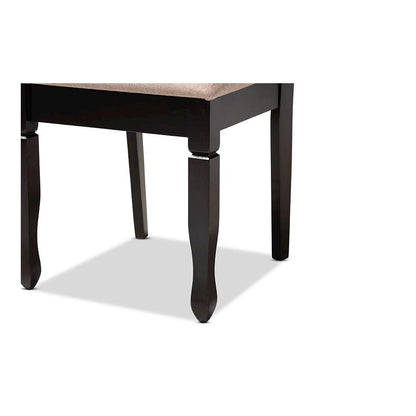 Sand Fabric Upholstered Espresso Brown Finished Wood Dining Chair Set of 4