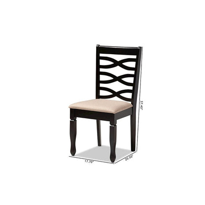Sand Fabric Upholstered Espresso Brown Finished Wood Dining Chair Set of 4
