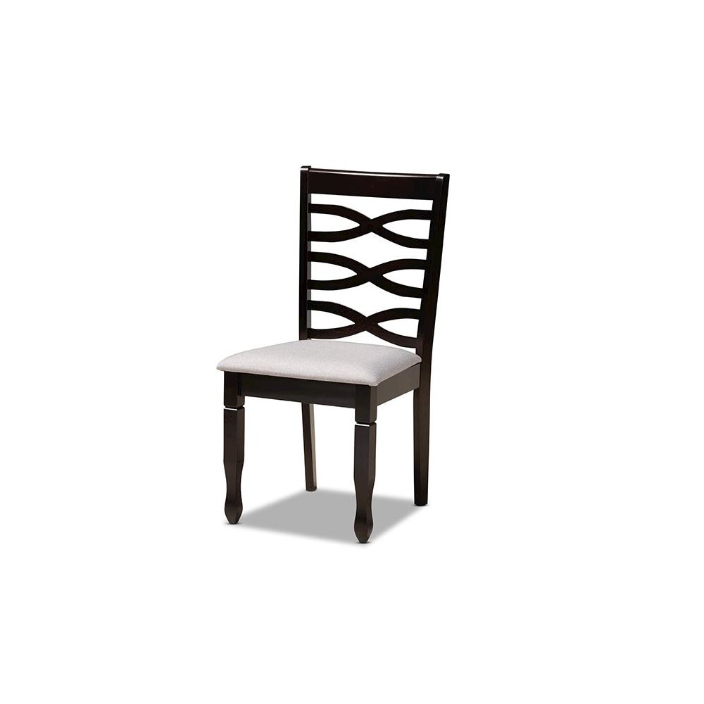 Grey Fabric Upholstered and Dark Brown Finished Wood 5-Piece Dining Set