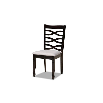 Grey Fabric Upholstered and Dark Brown Finished Wood 5-Piece Dining Set