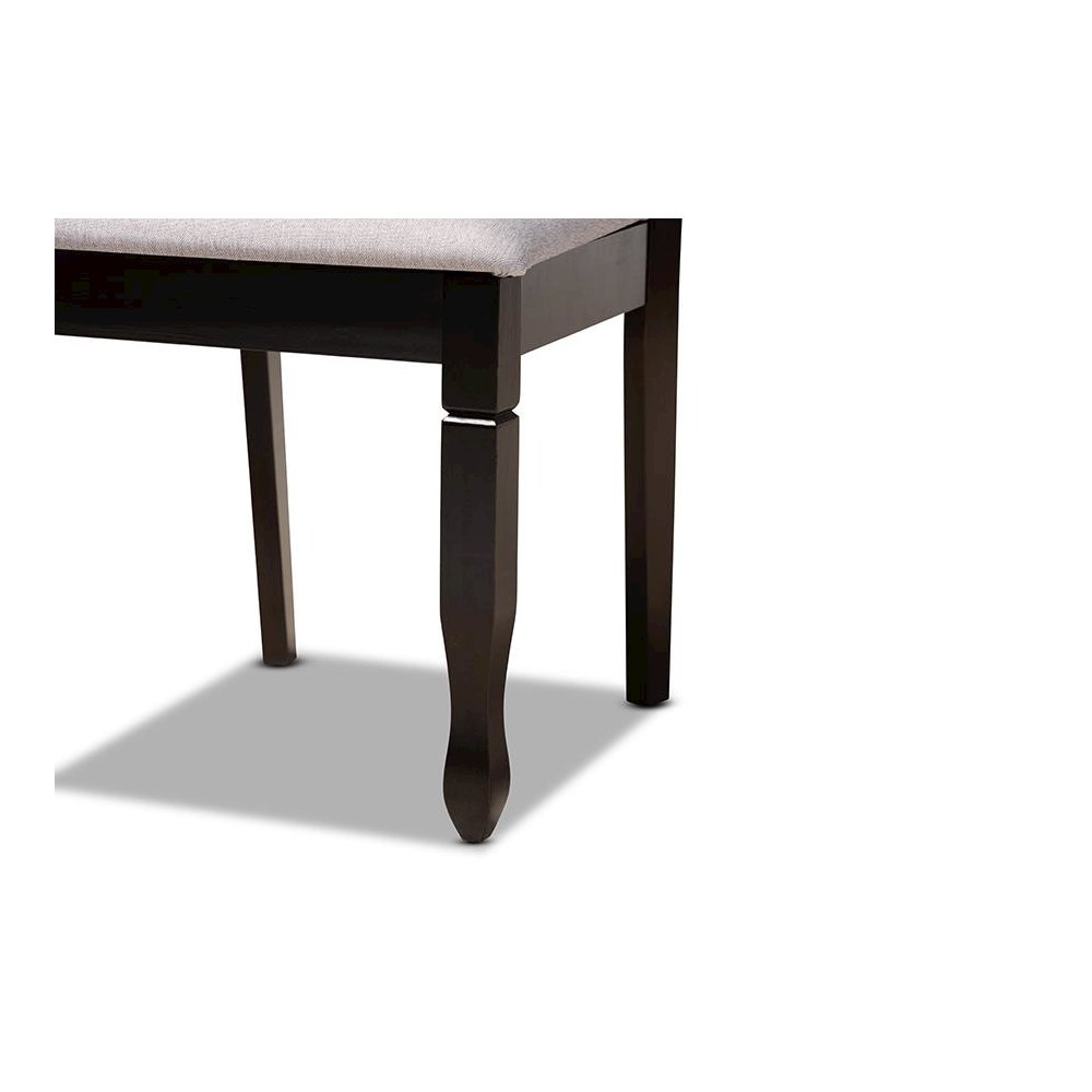 Grey Fabric Upholstered and Dark Brown Finished Wood 5-Piece Dining Set