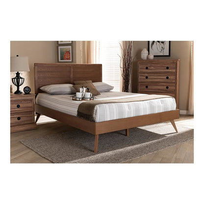 Artemis Mid-Century Modern Walnut Brown Finished Wood Full Size Platform Bed