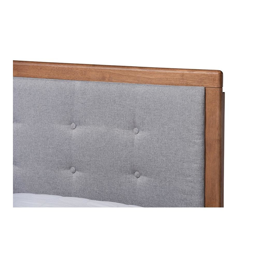 Ash Walnut Finished Wood Full Size Platform Bed