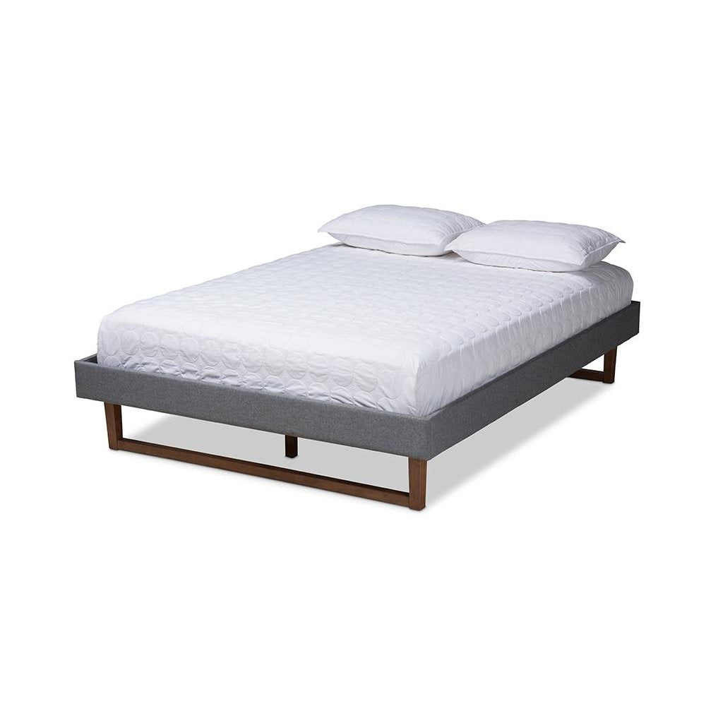 Walnut Brown Finished Wood Full Size Platform Bed Frame
