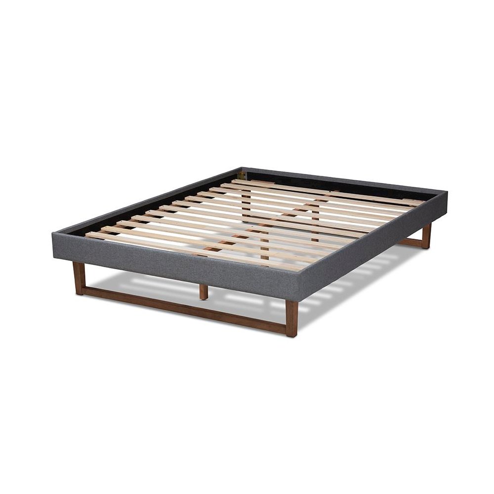 Walnut Brown Finished Wood Full Size Platform Bed Frame