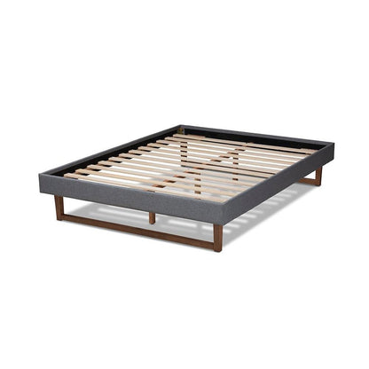 Walnut Brown Finished Wood Full Size Platform Bed Frame