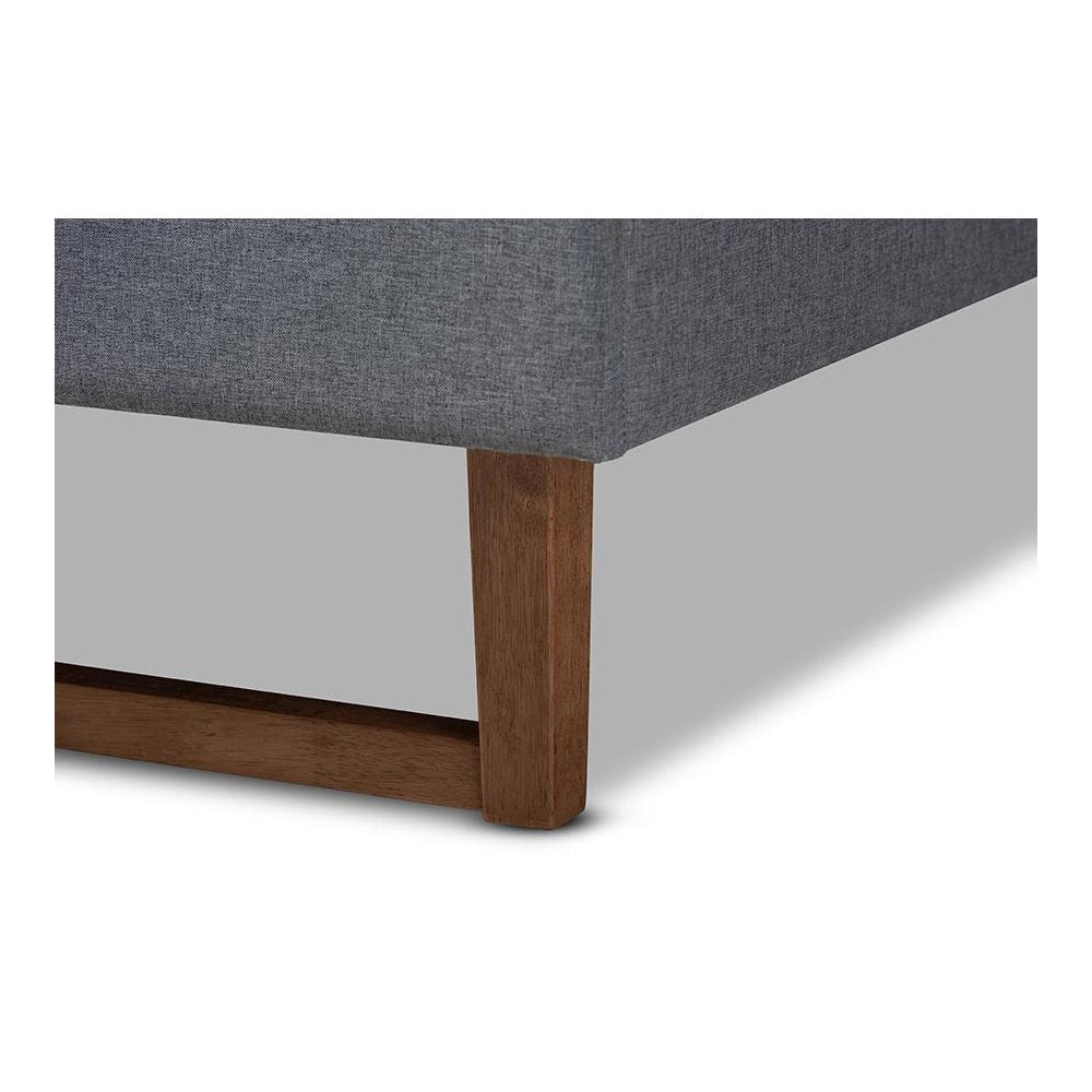 Walnut Brown Finished Wood Full Size Platform Bed Frame