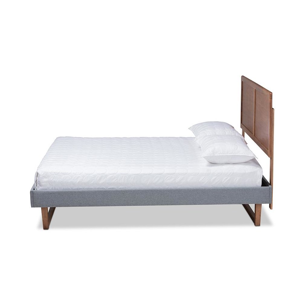 Ash Walnut Brown Finished Wood Full Size Platform Bed