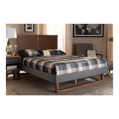 Ash Walnut Brown Finished Wood Full Size Platform Bed