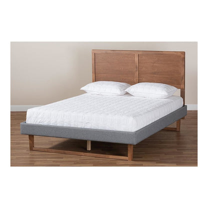 Ash Walnut Brown Finished Wood Full Size Platform Bed