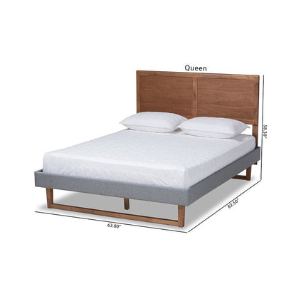 Ash Walnut Brown Finished Wood Full Size Platform Bed
