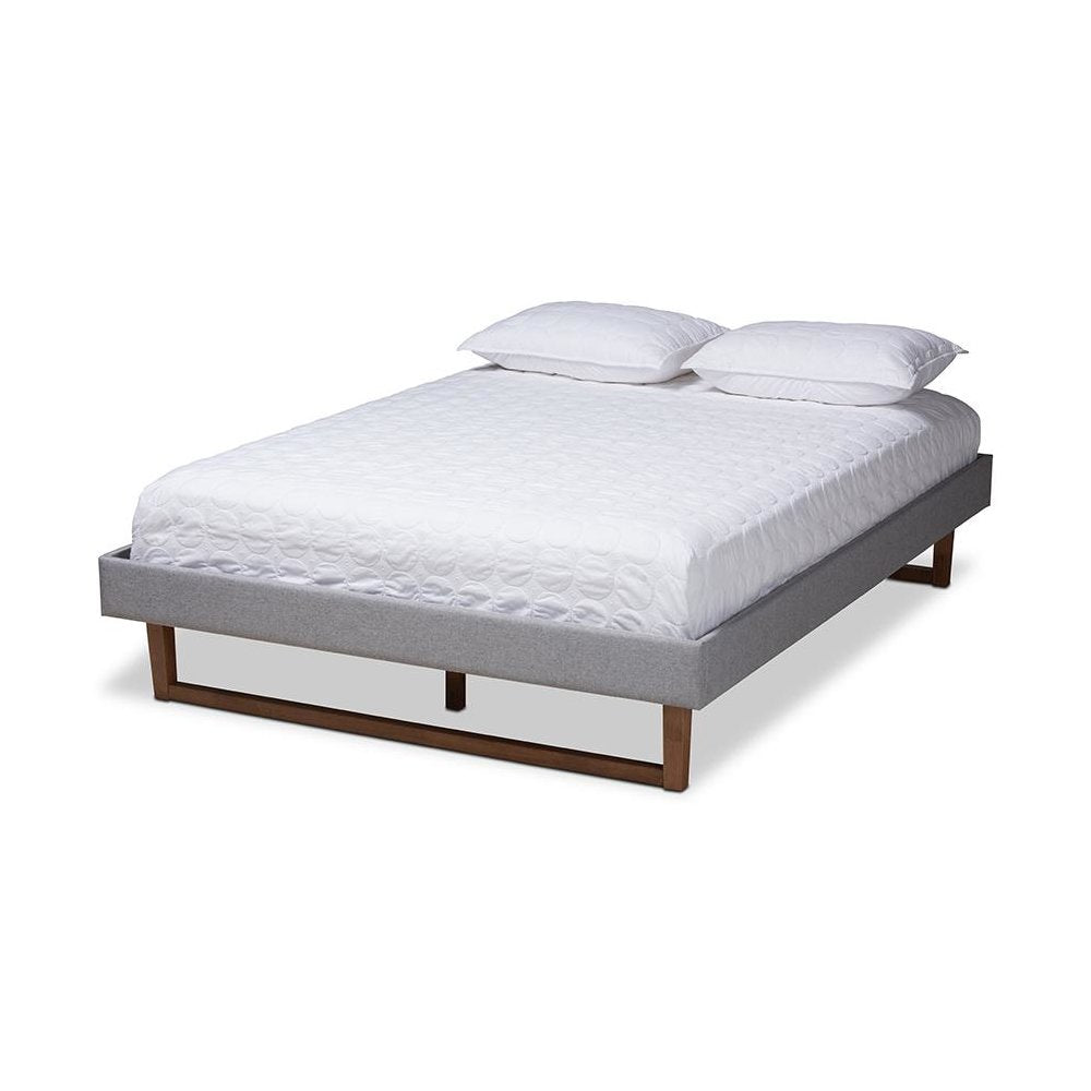 Walnut Brown Finished Wood Full Size Platform Bed Frame