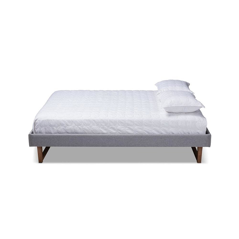 Walnut Brown Finished Wood Full Size Platform Bed Frame