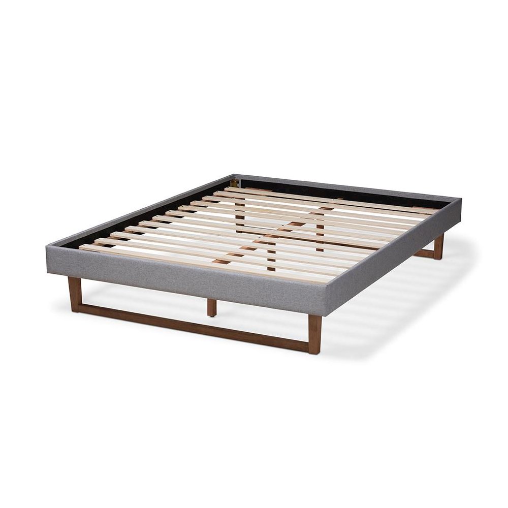Walnut Brown Finished Wood Full Size Platform Bed Frame