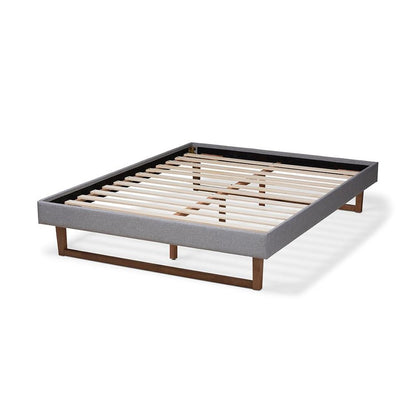 Walnut Brown Finished Wood Full Size Platform Bed Frame