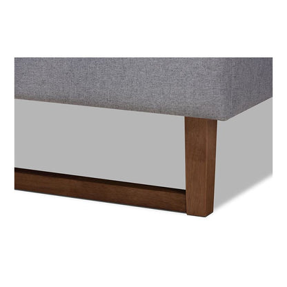 Walnut Brown Finished Wood Full Size Platform Bed Frame