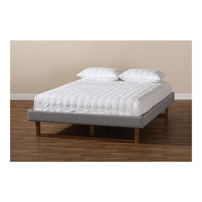 Walnut Brown Finished Wood Full Size Platform Bed Frame