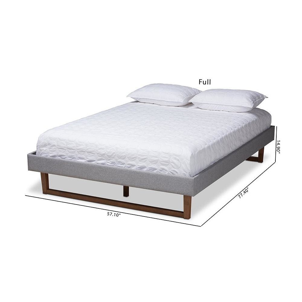 Walnut Brown Finished Wood Full Size Platform Bed Frame