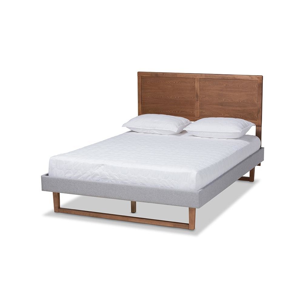Ash Walnut Brown Finished Wood Full Size Platform Bed