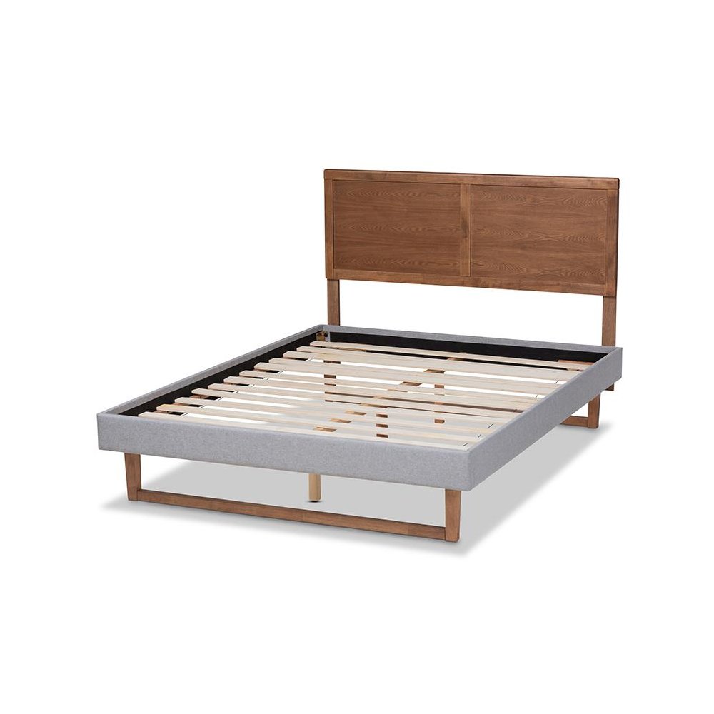 Ash Walnut Brown Finished Wood Full Size Platform Bed