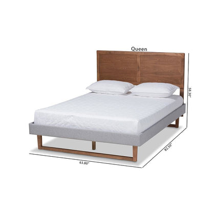Ash Walnut Brown Finished Wood Full Size Platform Bed