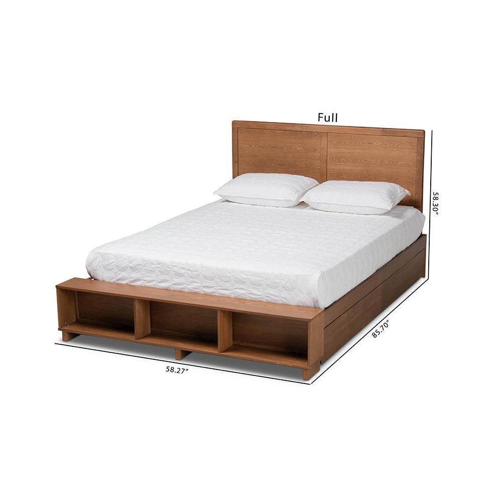 Wood Full Size 4-Drawer Platform Storage Bed with Built-In Shelves