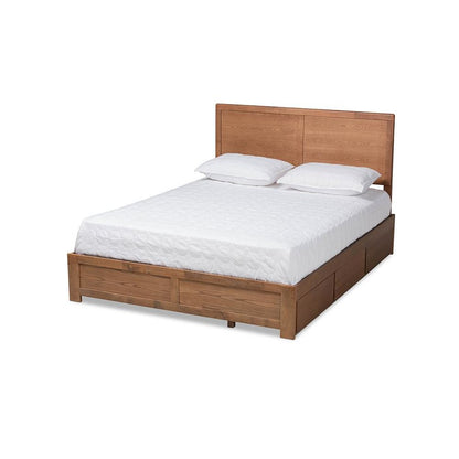 Walnut Brown Finished Wood Full Size 3-Drawer Platform Storage Bed