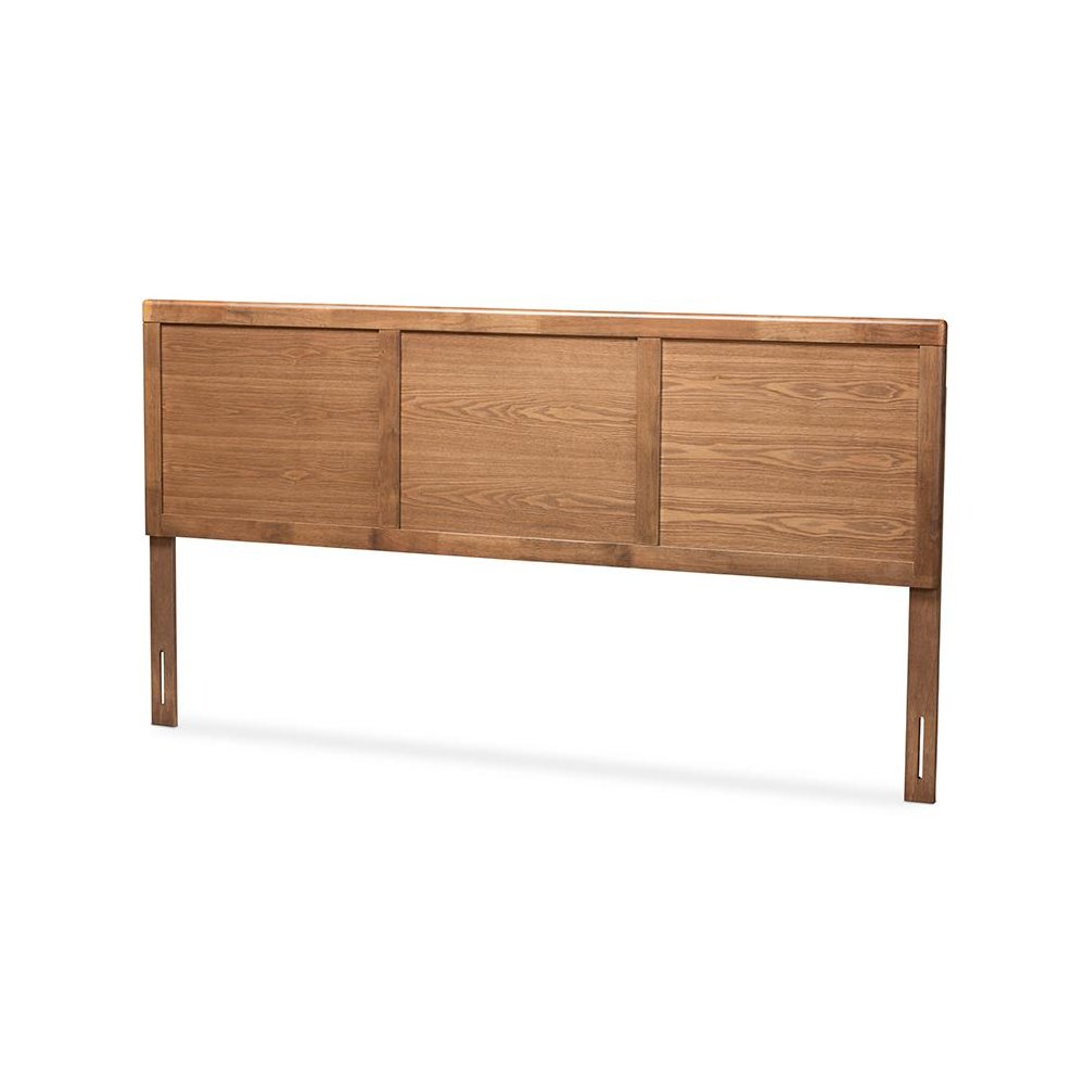 Raya Mid-Century Modern Walnut Brown Finished Wood King Size Headboard