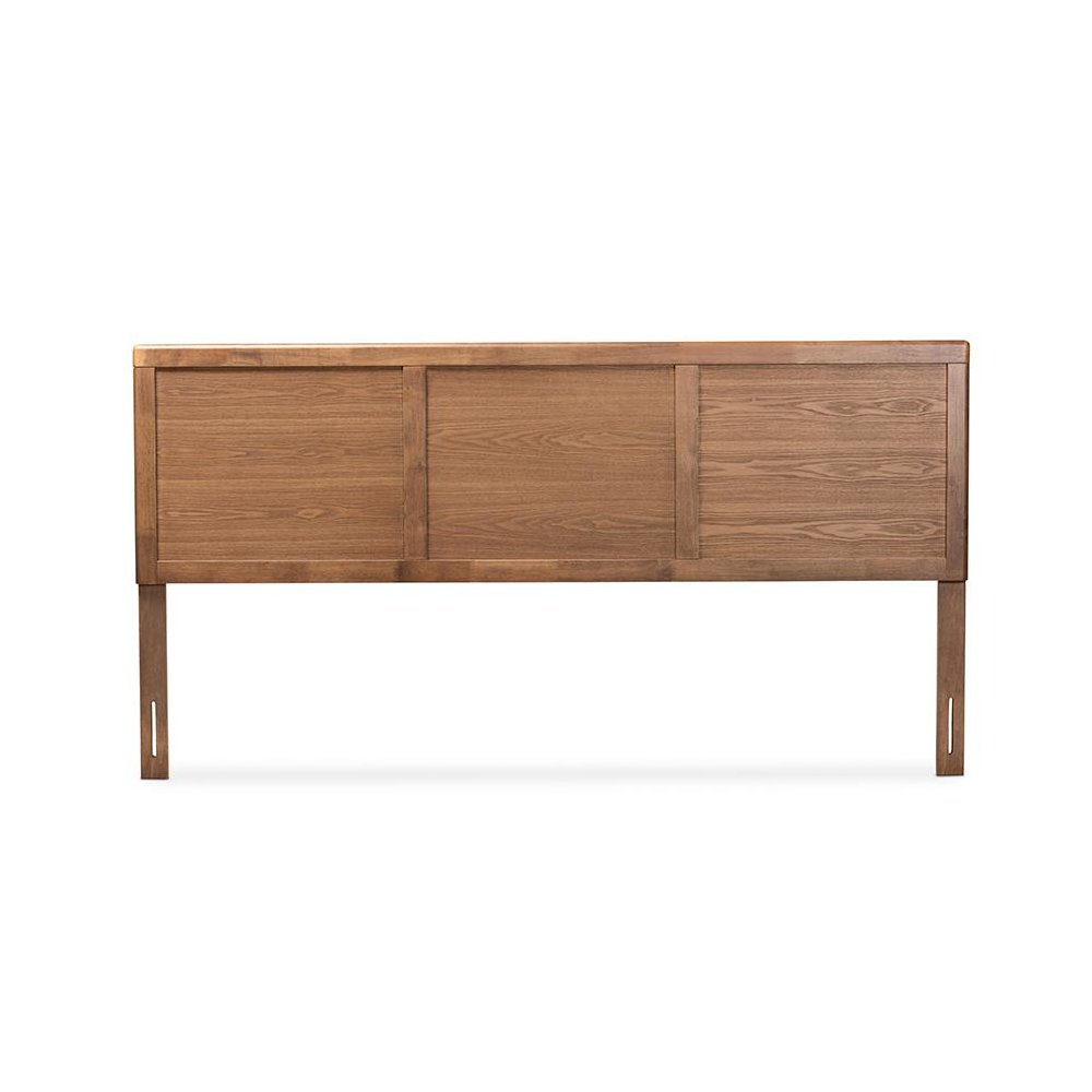 Raya Mid-Century Modern Walnut Brown Finished Wood King Size Headboard