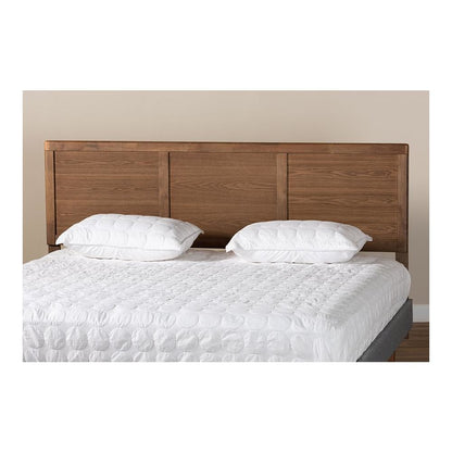 Raya Mid-Century Modern Walnut Brown Finished Wood King Size Headboard