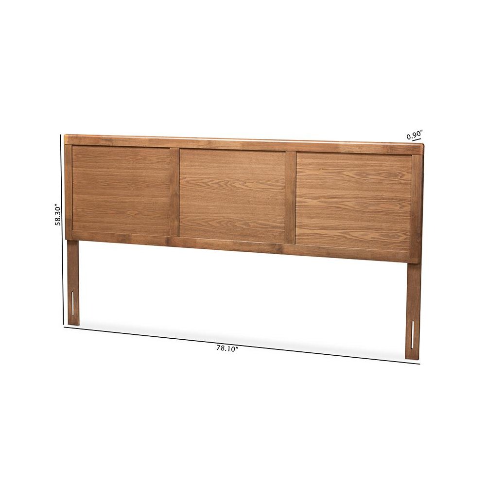 Raya Mid-Century Modern Walnut Brown Finished Wood King Size Headboard
