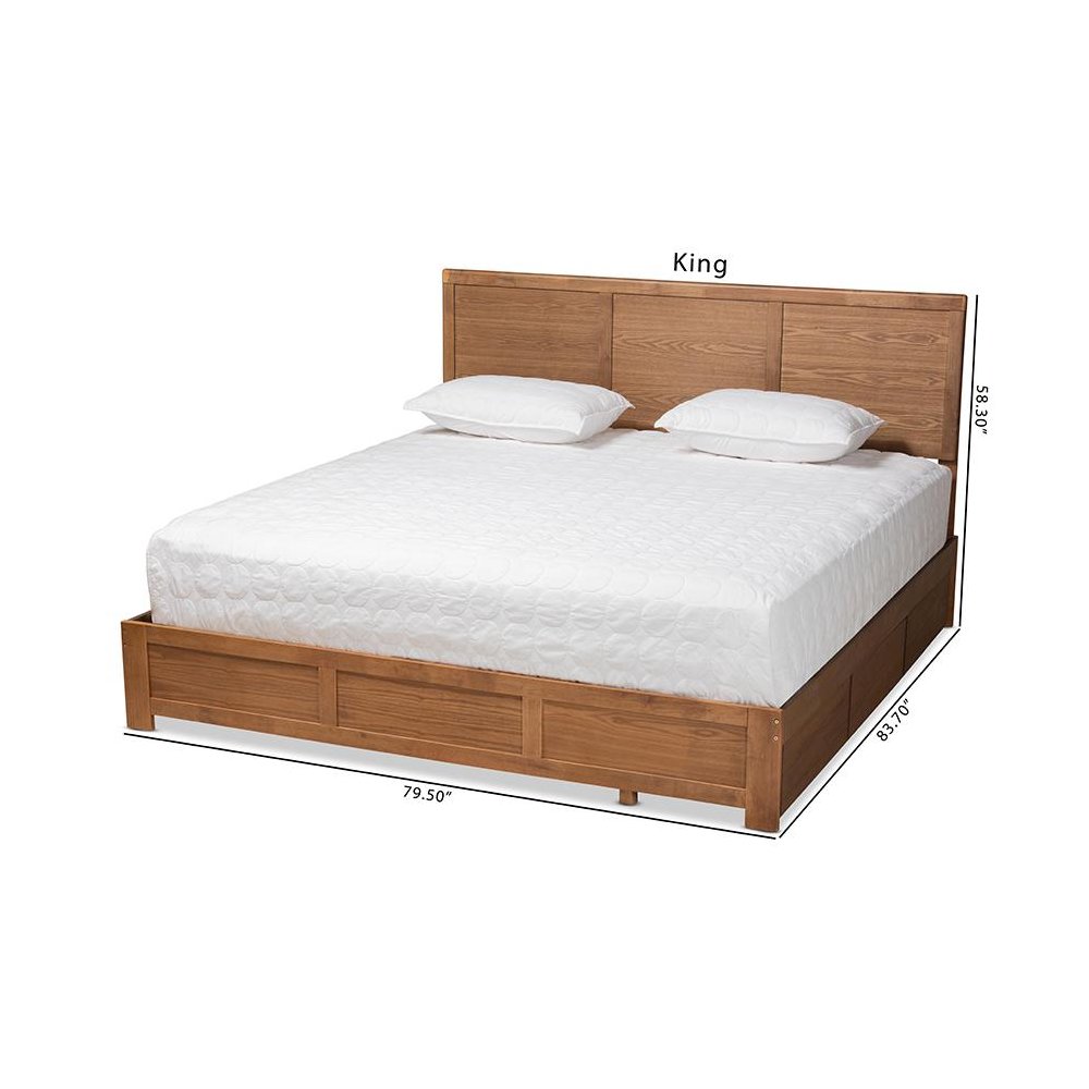 Walnut Brown Finished Wood King Size 3-Drawer Platform Storage Bed