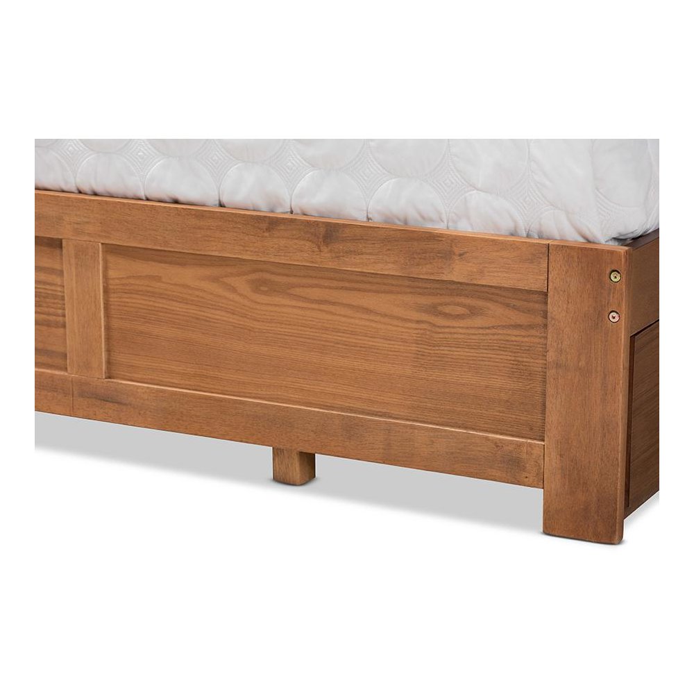 Walnut Brown Finished Wood King Size 3-Drawer Platform Storage Bed