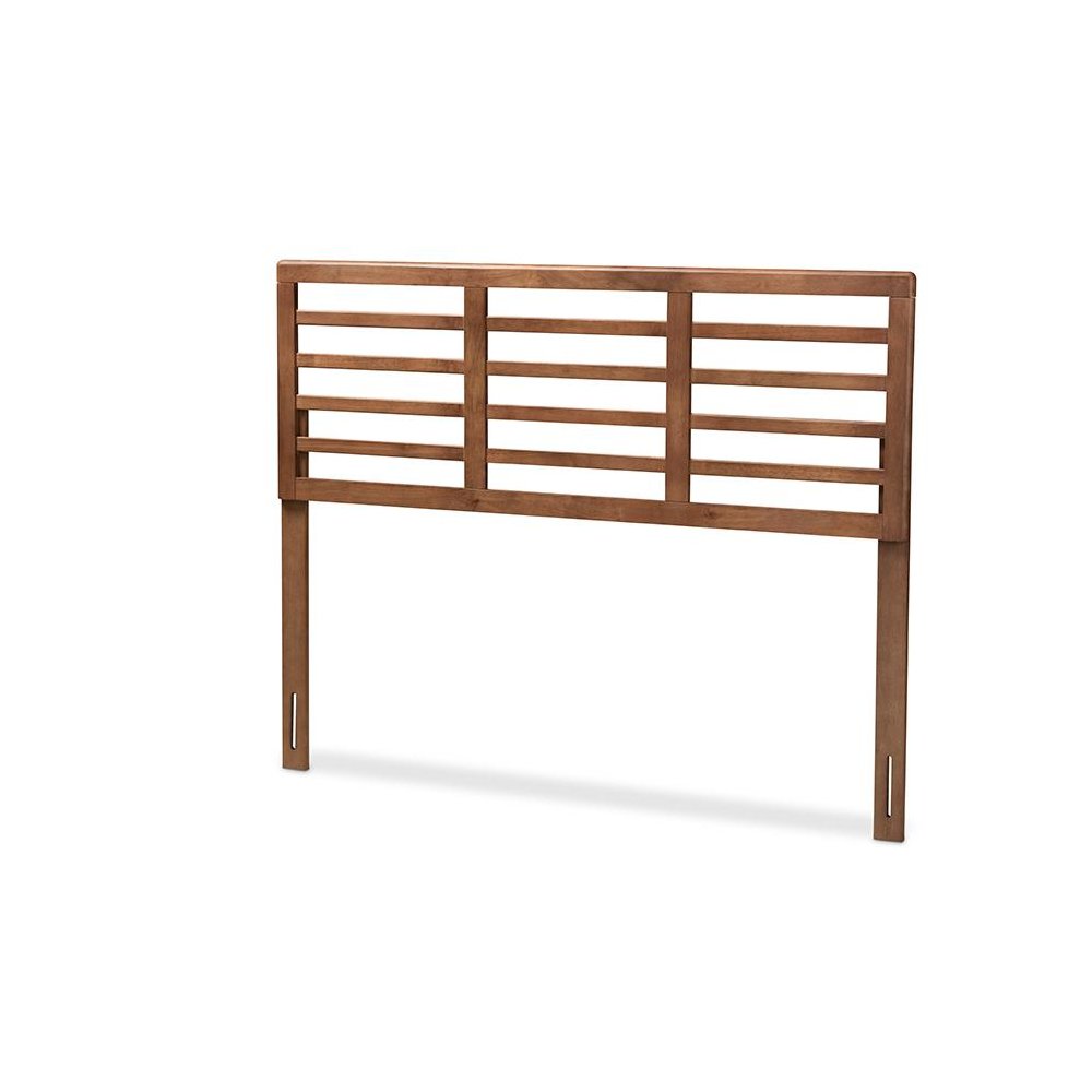 Walnut Brown Finished Wood Full Size Open Slat Headboard