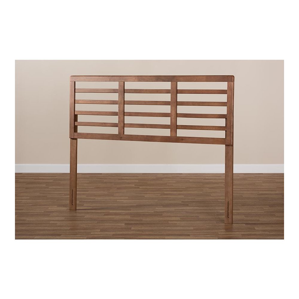 Walnut Brown Finished Wood Full Size Open Slat Headboard