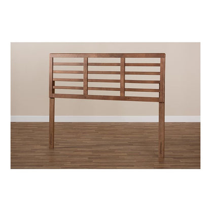 Walnut Brown Finished Wood Full Size Open Slat Headboard