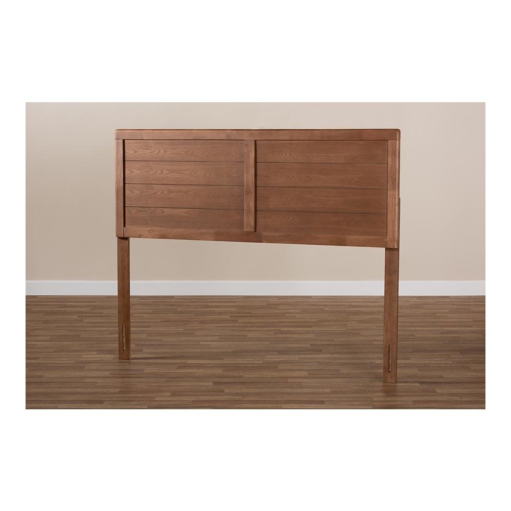 Seren Mid-Century Modern Walnut Brown Finished Wood Full Size Headboard