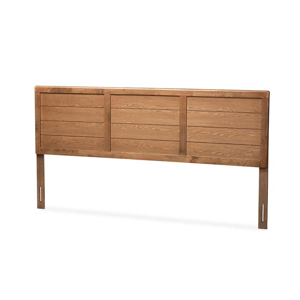 Seren Mid-Century Modern Walnut Brown Finished Wood King Size Headboard
