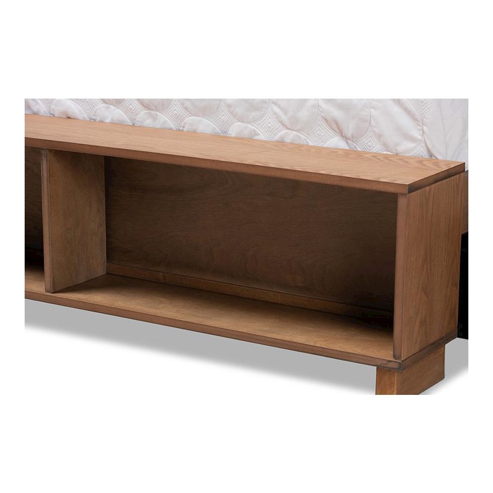 Wood King Size 4-Drawer Platform Storage Bed with Built-In Shelves