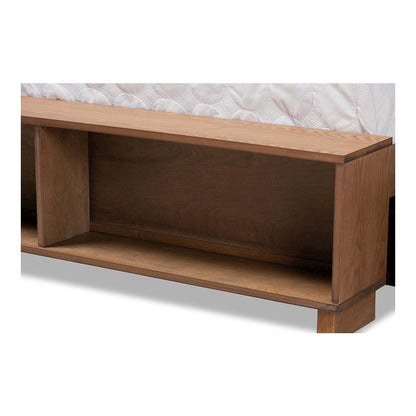 Wood King Size 4-Drawer Platform Storage Bed with Built-In Shelves