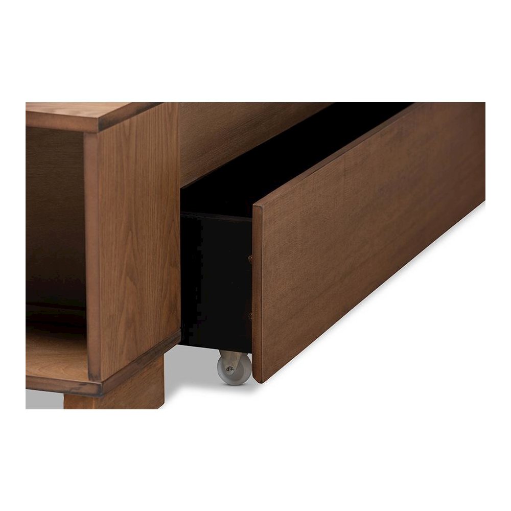 Wood King Size 4-Drawer Platform Storage Bed with Built-In Shelves