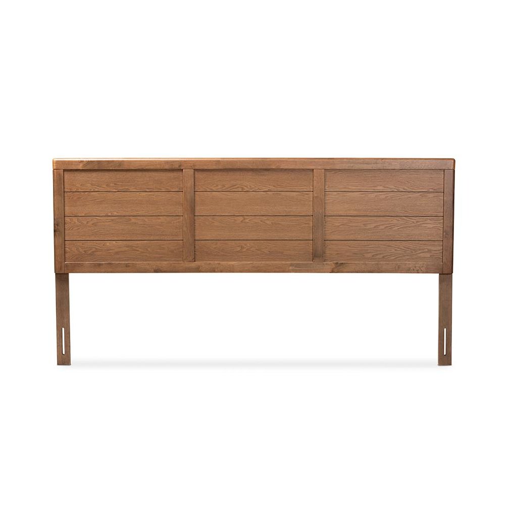 Seren Mid-Century Modern Walnut Brown Finished Wood King Size Headboard
