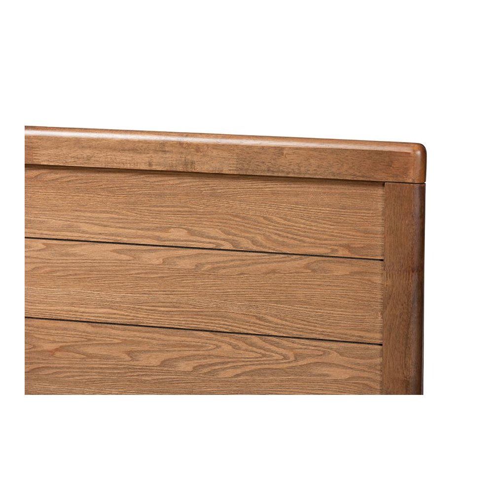 Seren Mid-Century Modern Walnut Brown Finished Wood King Size Headboard