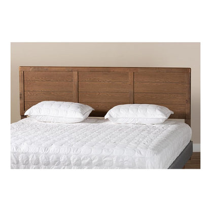 Seren Mid-Century Modern Walnut Brown Finished Wood King Size Headboard